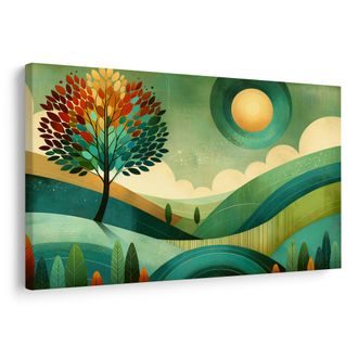 OBRAZ STROM ŽIVOTA VE SLUNEČNÉ KRAJINĚ - OBRAZY STROMY A LISTY - OBRAZY