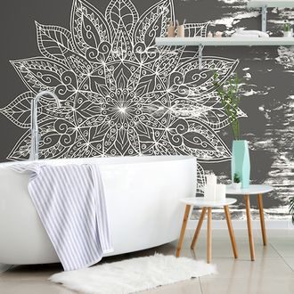 SELF ADHESIVE WALLPAPER MANDALA TEXTURE IN BLACK AND WHITE - SELF-ADHESIVE WALLPAPERS - WALLPAPERS