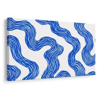 TABLEAU SUR TOILE – COURBES FLUIDES BLEUES ABSTRAITES - IMAGES FORMES ABSTRAITES - TABLEAUX