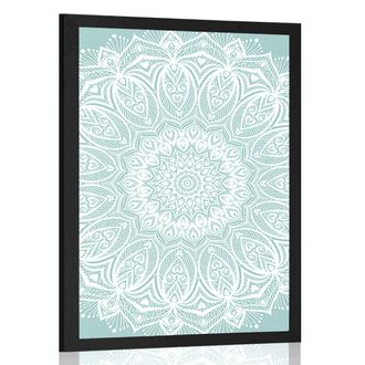 POSTER DETAIL MANDALA OF HARMONY ON A BLUE BACKGROUND - FENG SHUI - POSTERS