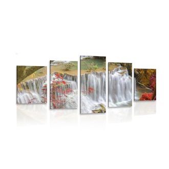 5-dielny obraz lesný vodopád