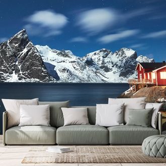 WALL MURAL NIGHT LANDSCAPE IN NORWAY - WALLPAPERS NATURE - WALLPAPERS