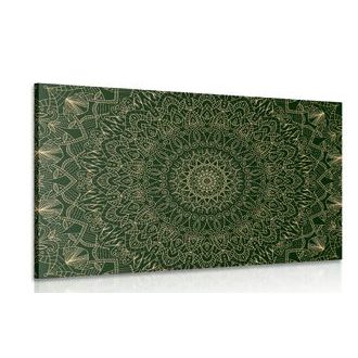 CANVAS PRINT DETAILED DECORATIVE MANDALA IN GREEN COLOR - PICTURES FENG SHUI - PICTURES