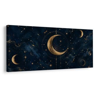TABLEAU SUR TOILE – LUEUR LUNAIRE PARMI LES ÉTOILES - TABLEAUX MOIS - TABLEAUX