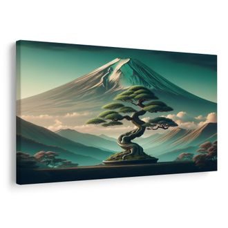 WANDBILD BONSAI UND BERG IM JAPANISCHEN STIL - BILDER VON BERGEN - BILDER