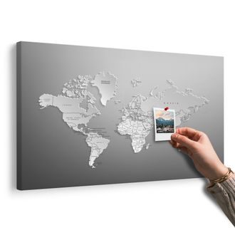 OBRAZ NA KORKU ČERNOBÍLÁ MAPA SVĚTA V ORIGINÁLNÍM PROVEDENÍ - OBRAZY NA KORKU - OBRAZY