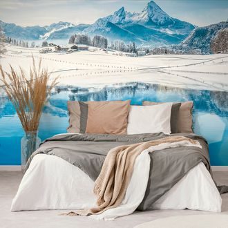 WALL MURAL SNOWY LANDSCAPE IN THE ALPS - WALLPAPERS NATURE - WALLPAPERS