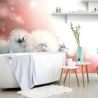 CARTA DA PARATI – DENTE DI LEONE CON ELEMENTI ASTRATTI - CARTA DA PARATI CON FIORI - CARTA DA PARATI