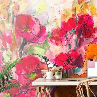 SELF ADHESIVE WALLPAPER PAINTED FLORAL STILL LIFE - SELF-ADHESIVE WALLPAPERS - WALLPAPERS