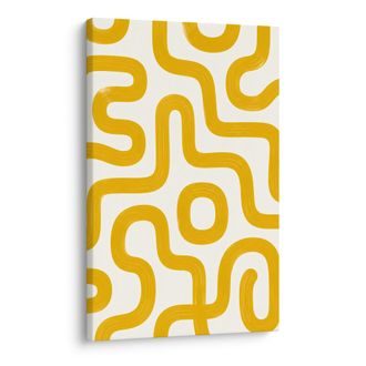 TABLEAU SUR TOILE – COURBES ORGANIQUES EN JAUNE - PEINTURES VINTAGE ET RÉTRO - TABLEAUX