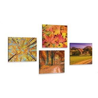 CANVAS PRINT SET NATURE IN AUTUMN COLORS - SET OF PICTURES - PICTURES