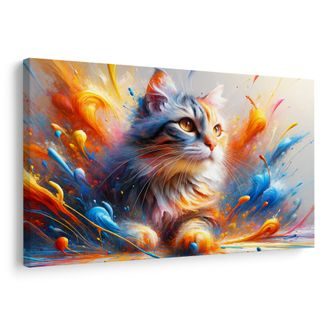 OBRAZ KOČKA V EXPLOZI BAREV - OBRAZY KOČKY - OBRAZY
