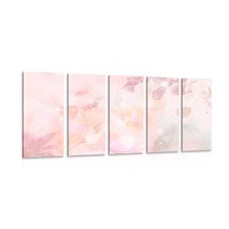 5-PIECE CANVAS PRINT AUTUMN LEAVES IN A PINK SHADE - PICTURES OF TREES AND LEAVES - PICTURES