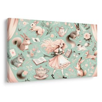 WANDBILD MAGISCHES MÄDCHEN UND HÄSCHEN - KINDERBILDER TIERE - BILDER