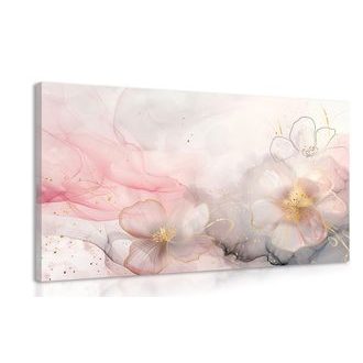 OBRAZ ELEGANTNÍ KVĚTINY S RŮŽOVO-ZLATÝM NÁDECHEM - OBRAZY KVĚTŮ - OBRAZY