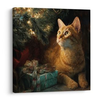 WEIHNACHTLICHES WANDBILD FESTLICHE MOMENTE MIT KATZE - WEIHNACHTS- UND WINTERBILDER - BILDER