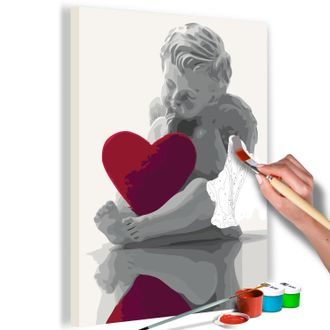 Obraz maľovanie podľa čísiel anjel so srdcom - Angel: Red Heart
