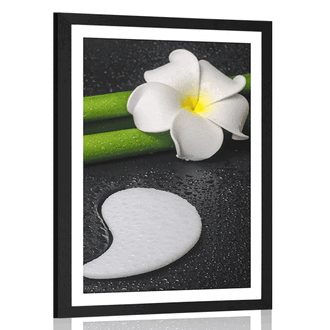 AFFICHE AVEC MONTURE SPA NATURE MORTE AVEC SYMBOLE YIN ET YANG - FENG SHUI - AFFICHES