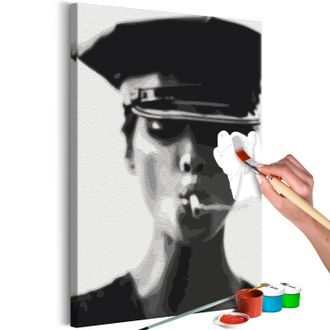 Kép festése számok szerint nő cigarettával