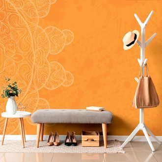 TAPETA ORANŽOVÁ ARABESKA NA ABSTRAKTNÍM POZADÍ - TAPETY FENG SHUI - TAPETY