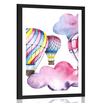 Poster mit Passepartout Luftballons im Wind