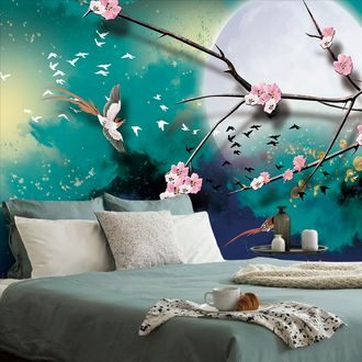 SELF ADHESIVE WALLPAPER TREE BRANCHES UNDER THE FULL MOON - SELF-ADHESIVE WALLPAPERS - WALLPAPERS