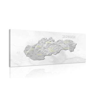 WANDBILD DEZENTE GRAU-GELBE KARTE DER SLOWAKEI - WELTKARTEN ALS BILDER - BILDER
