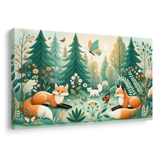 OBRAZ LESNÍ KLID S LIŠKAMI - DĚTSKÉ OBRAZY ZVÍŘÁTKA - OBRAZY