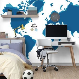 SELF ADHESIVE WALLPAPER BLUE ABSTRACT WORLD MAP - SELF-ADHESIVE WALLPAPERS - WALLPAPERS