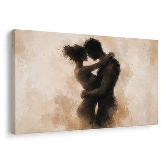 QUADRO SU TELA – TENERO ABBRACCIO DEGLI AMANTI - QUADRI AMORE - STAMPE E QUADRI