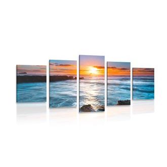 QUADRO IN 5 PARTI TRAMONTO ROMANTICO - QUADRI DI NATURA E PAESAGGIO - QUADRI