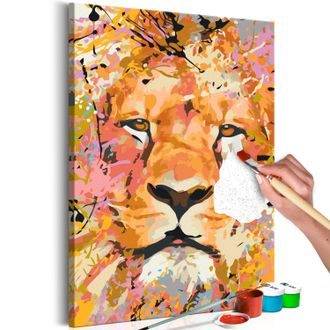 Picture painting by numbers watchful lion