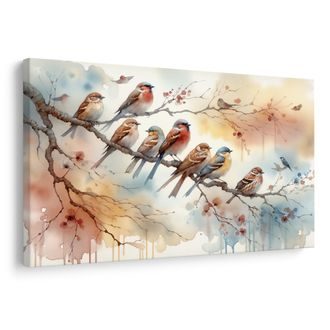 OBRAZ HEJNO PTÁKŮ NA VĚTVI - OBRAZY PTÁCI - OBRAZY