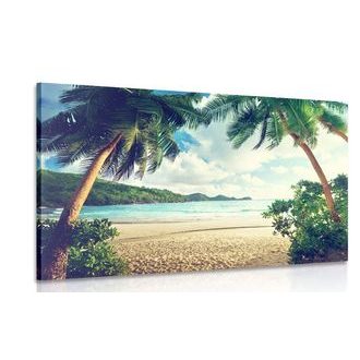 CANVAS PRINT SUNSET ON THE ISLAND OF SEYCHELLES - PICTURES OF NATURE AND LANDSCAPE - PICTURES