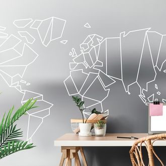 SELF ADHESIVE WALLPAPER STYLIZED WORLD MAP IN BLACK AND WHITE - SELF-ADHESIVE WALLPAPERS - WALLPAPERS