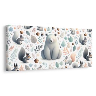 WANDBILD TEDDYBÄR UND WALDFREUNDE - KINDERBILDER TIERE - BILDER