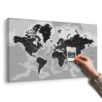 OBRAZ NA KORKU MODERNÍ ČERNOBÍLÁ MAPA - OBRAZY NA KORKU - OBRAZY