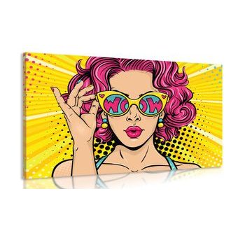 WANDBILD FRAU MIT ROSA HAAREN - POP-ART-BILDER - BILDER