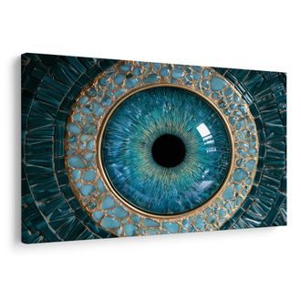 TABLEAU SUR TOILE – ŒIL TURQUOISE DANS L’OR - TABLEAUX PAR THÈME - TABLEAUX