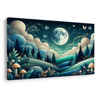 WANDBILD WALDLANDSCHAFT UNTER STERNEN - BILDER WALD - BILDER