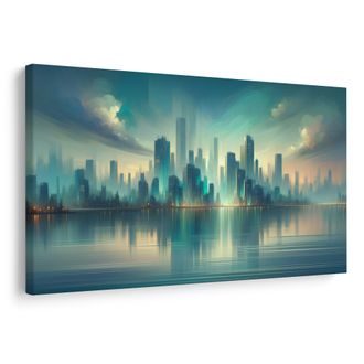 OBRAZ SILUETA MRAKODRAPŮ V PODVEČER - OBRAZY MĚSTA - OBRAZY