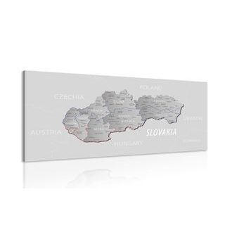 WANDBILD GRAUE KARTE DER SLOWAKEI MIT DEZENTEM KONTRAST - WELTKARTEN ALS BILDER - BILDER