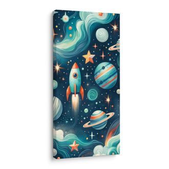 WANDBILD BUNTE PLANETEN UND STERNE - KINDERBILDER WELTRAUM - BILDER