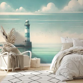 SAMOLEPÍCÍ TAPETA MAJÁK NA KLIDNÉM MOŘI - TAPETY MOŘE A PLÁŽ - TAPETY