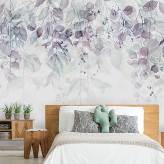 Self adhesive wallpaper leaves in soft tones