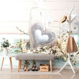 FOTOTAPETE VINTAGE-HERZ UND LATERNEN - 🔥 TOTALAUSVERKAUF