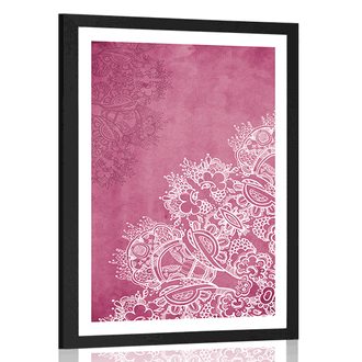 AFFICHE AVEC MONTURE ÉLÉMENTS D'UN MANDALA FLORAL - FENG SHUI - AFFICHES