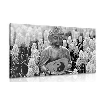 CANVAS PRINT YIN AND YANG BUDDHA IN BLACK AND WHITE - BLACK AND WHITE PICTURES - PICTURES