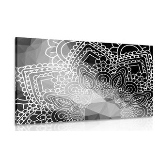 OBRAZ PRVKY MANDALY V ČERNOBÍLÉM PROVEDENÍ - ČERNOBÍLÉ OBRAZY - OBRAZY