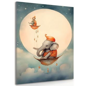 Wandbild Verträumter Elefant über den Wolken